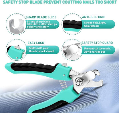 Dog Brush Kit for Grooming Short & Long Haired Dogs & Cats, 5 in 1 Pet Grooming Set for Small Animals, 5 PCS Puppy Self-Cleaning Slicker Brush and Pet Comb for Shedding Medium & Large Dogs