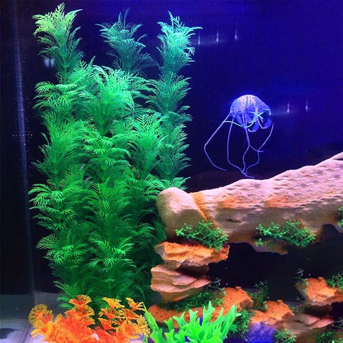 Hamiledyi Aquarium Plants Plastic Decor Fish Tank Green Decorations Plants Ornament Safe for All Fish,Extra Large 23-inch Tall, 2 Packï¼_reen Style Aï¼