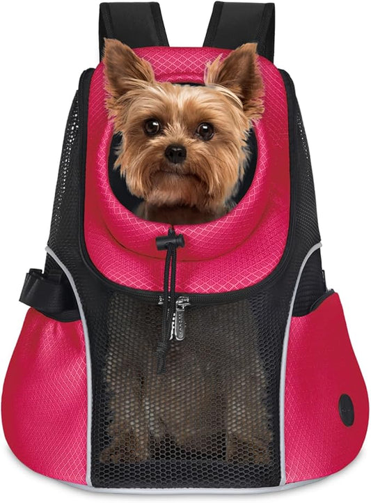 WOYYHO Pet Dog Carrier Backpack Small Dog Front Backpack Ventilated Mesh Dog Travel Back Pack with Safety Belt for Travel Hiking Cycling Outdoor Use (S (2-4.5 lbs), Rethink Pink)