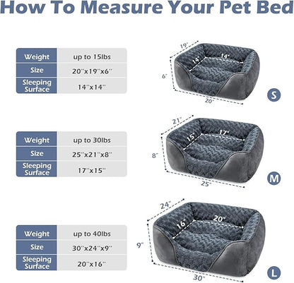 INVENHO Large Dog Bed for Large Medium Small Dogs, Rectangle Washable Dog Bed, Orthopedic Dog Bed, Soft Calming Sleeping Puppy Bed Durable Pet Cuddler with Anti-Slip Bottom L(30"x24"x9")