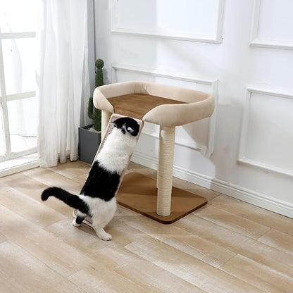 SHENGOCASE Modern Cat Tree Tower, Extra Large Platform Couch Sofa Bed for Maine Coon, Multiple Cat Furniture with Scratching Post Ramp Tilted Angled Scratcher Scratch Pad Sisal