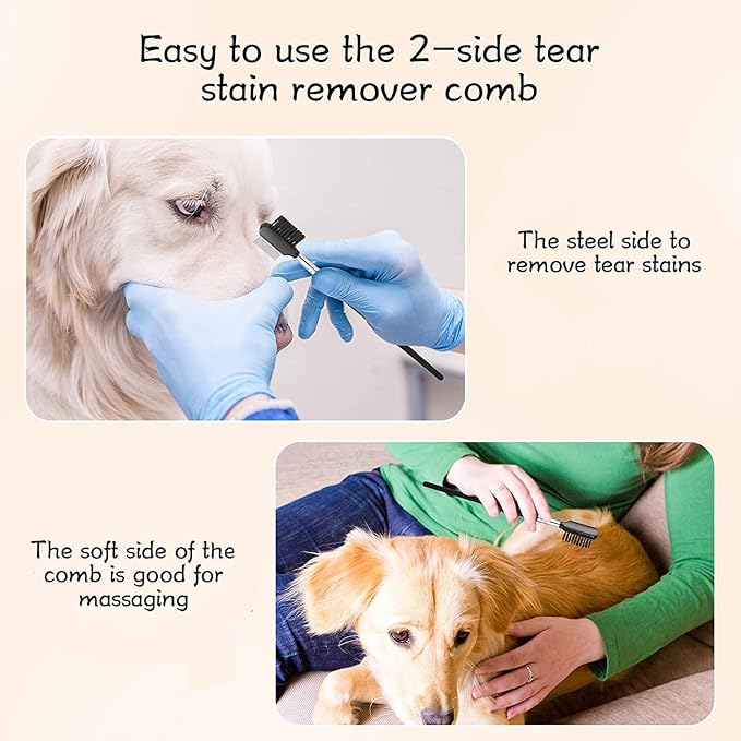 9 Pieces Cat Dog Flea Combs Dog Eye Stain Remover Combs Pets Grooming Comb Dog Tear Stain Comb for Dogs Gently Removing Eye Mucus and Crust