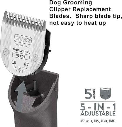 Adjustable Dog Grooming Clipper 5-in-1 Blade Compatible with WAHL Professional Animal Clipper Arco, Bravura, Chromado, Creativa, Figura, and Motion Pet, Dog, and Horse