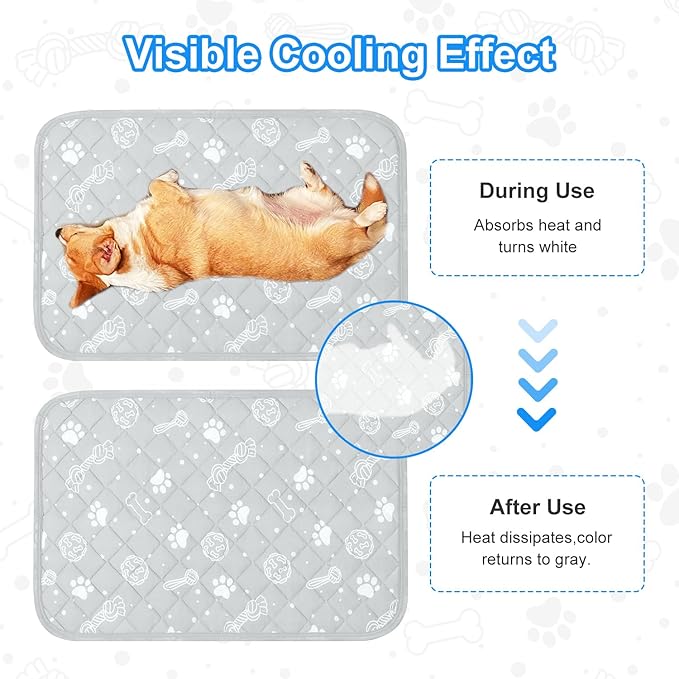 MH MYLUNE HOME Dog Cooling Mat, 20_30 Cooling Pad for Dog/Cat Arc-Chill Cooling Fiber & Endothermic Color Changing Pet Cooling Mat for Dog Foldable & Washable Non-Toxic Summer Pet Blanket, Gray