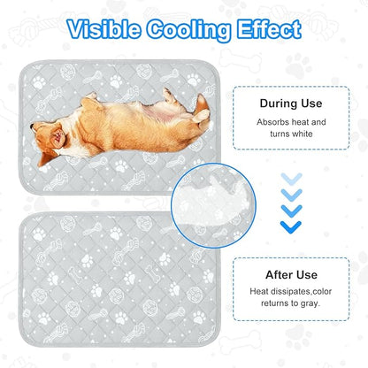 MH MYLUNE HOME Dog Cooling Mat, 20_30 Cooling Pad for Dog/Cat Arc-Chill Cooling Fiber & Endothermic Color Changing Pet Cooling Mat for Dog Foldable & Washable Non-Toxic Summer Pet Blanket, Gray
