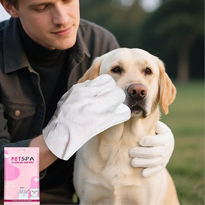 6 Pcs Pet Glove Wipes for Dogs and Cat, Cat Wipes Cleaning Fur and Butt, Pet Wipes for Cat and Dogs for Cleaning, Deodorizing, Daily Care, and Travel for Cats and Dogs