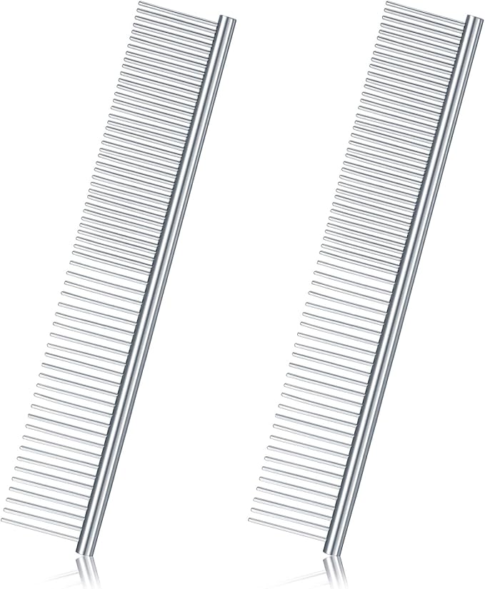 2 Pieces Macrame Comb and Tassel Brush Kit - Stainless Steel Combs for Pet Grooming, Macrame Fringe Cord and Supplies (Silver)