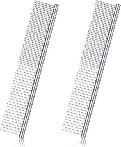 2 Pieces Macrame Comb and Tassel Brush Kit - Stainless Steel Combs for Pet Grooming, Macrame Fringe Cord and Supplies (Silver)