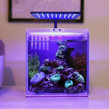 Clip-on Aquarium Light 8w (3 Timers, 3 Modes, 10 Dimming, Split Power) for Coral, Reef, Saltwater Fish, Algae Scrubber Nano/Mini/Pico/Refugium Tank,1-10Gallon(5-12in) Aquarium