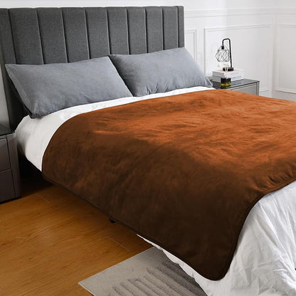 Waterproof Blanket for Bed Couch Sofa, Soft Liquid Pee Proof Pet Blanket for Dog Puppy Cat, Reversible Sherpa Fleece Blanket for Furniture Protector (Caramel, 50x60 inches)