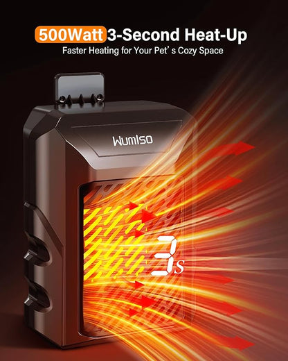 Dog House Heater with Thermostat APP WIFI Control,500W Dog House Heaters for Outside Doghouse Kennel, Outdoor Pet House Heater For Winter Outdoor, Safe Electric Heater,Adjustable Temp Timer