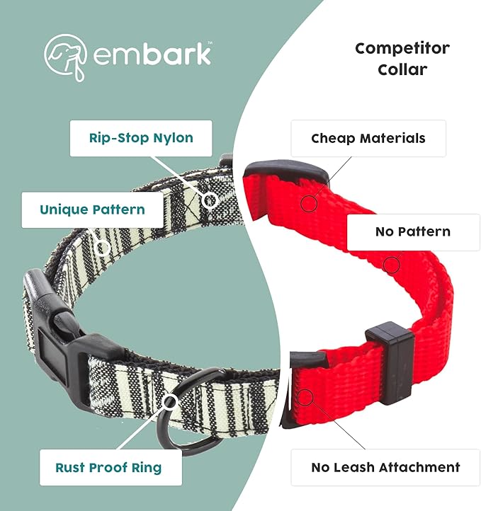 Embark Urban Dog Collar  Dog Collar Stylish & Durable Nylon Dog Collar for Large Dogs, Small Dogs & Medium Dogs.Comfortable Pet Collar Strong Buckles for Any Size Breed (Lunar, Large)