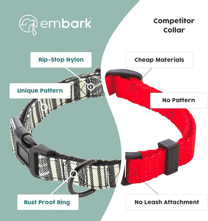 Embark Urban Dog Collar  Dog Collar Stylish & Durable Nylon Dog Collar for Large Dogs, Small Dogs & Medium Dogs.Comfortable Pet Collar Strong Buckles for Any Size Breed (Lunar, Large)