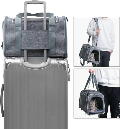 Cat Carrier - Portable Foldable Dog Pet Carrier, Soft-Sided Pet Bag up to 15 Lbs, Airline Approved Travel Puppy Carrier