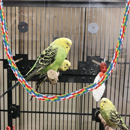 Bird Rope Perch, Colorful Parrot Cotton Rope Bird Perch Stand Climbing Toys Pet Parrot Chewing Toy for Parrots Cockatiels Parakeets Budgie Cages
