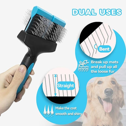 Dog Slicker Brush for Medium to Long Haired Breeds - Flexible Head - Suitable for Dogs and Cats