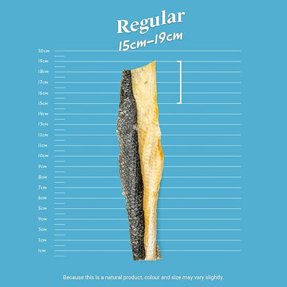 SKIPPER'S Salmon Fish Skin Flatties - Dental Chews for Dogs, Long Lasting Natural Dog Treats, Healthy Pet Supplies Support Skin Coat & Joint Function | Salmon Fish Dried Flatties Dog Food (3.5Oz)