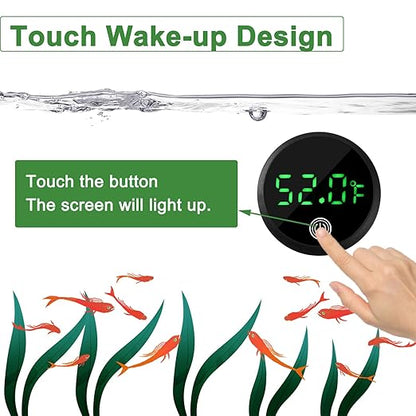 Aquarium Thermometer Digital Fish Tank Thermometer Led Display Fish Tank Temperature Gauge Accurate Thermometer to ±1℉ for Betta Axolotl Turtle Tank (with Spare Battery) 2pack