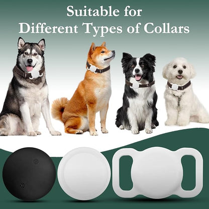 Dog Tracker with Collar Holder, Smart Pet Tracker, MFi Certificated Tracking Device, Waterproof Bluetooth, No Monthly Fee, Works with Find My, Not GPS Tracker (iOS Only) (White, M)