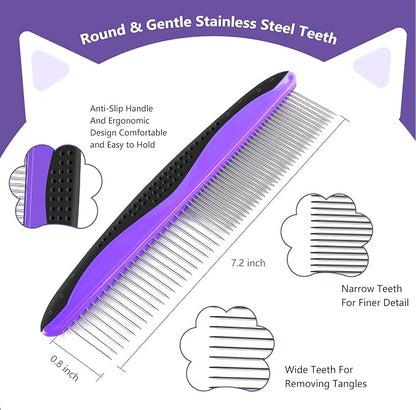 Dog Brush Kit  4-in-1 Grooming Set with Self-Cleaning Slicker Brush & Undercoat Rake for Small, Medium & Large Long-Haired Dogs, Cats & Pets, Reduces Shedding, Tangles & Mats, Easy to Use