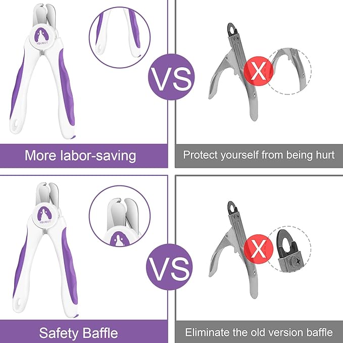Dog Nail Clippers and Trimmers,Professional Grooming Tool with Safety Guard to Avoid Over Cutting,Free Nail File,Razor Sharp Blade,Sturdy Non Slip Handles for Large and Small Animals (Purple)