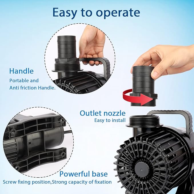 WaterRebirth (4900GPH-250W,UL listed) High Flow Submersible Large Fountain Submersible Water Pond Sump Pump Aquarium Electric Waterfall Pump Outdoor PS-4900