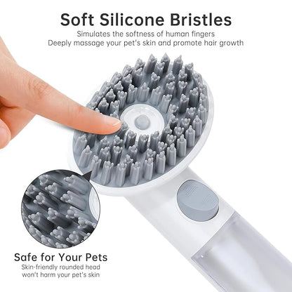 2PCS Dog Bath Brush & Deshedding Tool | Soft Silicone Dog Scrubber for Bath | Massage Pet Bath Brush with Soap Handle Dispenser for Medium to Large Dogs