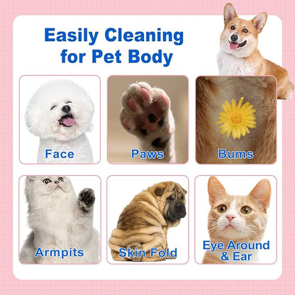 DR.EASY Super Caring Pet Wipes 100ct for Dogs and Cats, Cleans Ears, Face, Butt, Body and Eye Area  Convenient, Ideal for Home or Travel