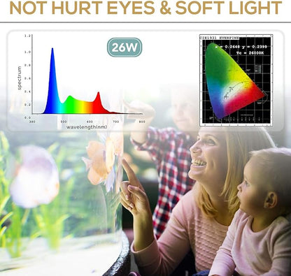 hygger 26W 24/7 Lighting Aquarium LED Light, Sunrise-Daylight-Moonlight Mode and DIY Mode, Adjustable Timer Adjustable Brightness Fish Tank Light with Extendable Bracket 7 Colors for Planted Tank