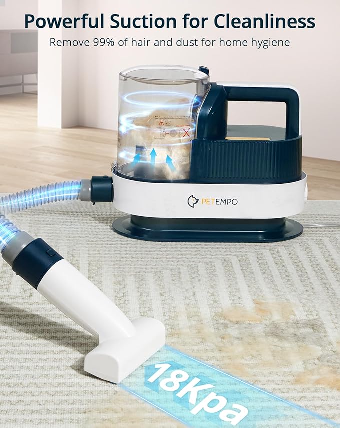 Dog Grooming Vacuum & Blow Dryer, 2.5L Dog Vacuum for Shedding Grooming with 3 Temperature Settings, 10-in-1 Pet Vacuum Grooming Kit for Dogs & Cats