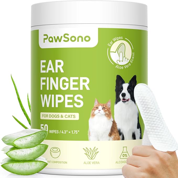 Pet Wipes for Dogs & Cats, Hypoallergenic Dog Eye Wipes Cleaner, Natural Cleaning Grooming Pet Wipes Gently Remove Stain (Ear Wipes 50 PCS, Aloe Scent)