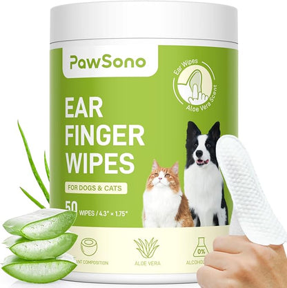 Pet Wipes for Dogs & Cats, Hypoallergenic Dog Eye Wipes Cleaner, Natural Cleaning Grooming Pet Wipes Gently Remove Stain (Ear Wipes 50 PCS, Aloe Scent)