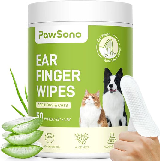 Pet Wipes for Dogs & Cats, Hypoallergenic Dog Eye Wipes Cleaner, Natural Cleaning Grooming Pet Wipes Gently Remove Stain (Ear Wipes 50 PCS, Aloe Scent)