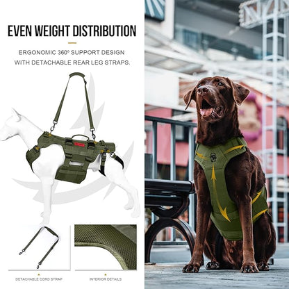 OneTigris Dog Lift Harness for Large Dogs, Dog Hip Support Brace, Full Body Dog Lifter with Handles Invictus Multifunctional Mobility Assistance Vest for Back Legs (Green, Medium)
