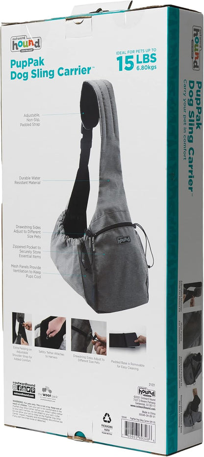 Outward Hound PupPak Sling Dog Carrier, Grey, One Size