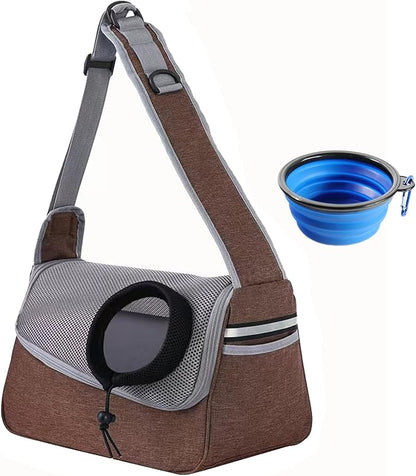 Dog Carriers for Small Dogs, Dog Sling Carrier for Medium Dogs, Puppy Cat Sling Carrier, Pet Carriers for Cat, Small Dog Carrier Purse Pets, Large Dog Front Carrying Sling Bags for Traveling (Brown)