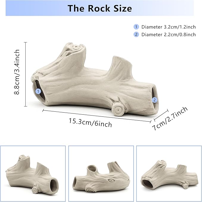 Aquarium Decorations Ceramic Artificial Stump Cave,Betta Fish Tank Accessories Hollow Tree Stump Decor 3-Piece Set