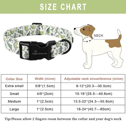 ARING PET Dinosaur Dog Collar-Cute Dog Collar for Small Dogs, Adjustable Comfortable Cotton Boy Dog Collars for Small Medium Large Dogs, Medium