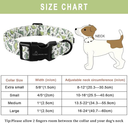 ARING PET Dinosaur Dog Collar-Cute Dog Collar for Small Dogs, Adjustable Comfortable Cotton Boy Dog Collars for Small Medium Large Dogs, Small