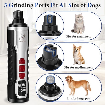 5-Speed Dog Nail Grinder, Newest Upgraded Pet Nail Trimmer with 2 LED Lights, Rechargeable Painless Silent Groom Pro Nail Grinder for Large Medium Small Dogs