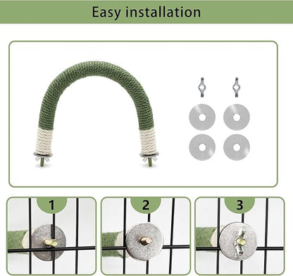 2 Pcs Medium Bird Stand Perch U Shape Hemp Rope Green Wood Parrot Perches for Medium Birds,Parakeets Macaw Cockatiels Conures Love Birds Finches,Bird Training Educational Stand Toys (M,2 Pack)