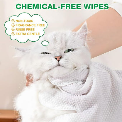 Pet Glove Wipes UNSCENTED for Dogs and Cats No-Rinse, Deodorizing, Grooming Gloves for Paws, Face, Butt, and Legs, Portable Travel-Friendly, Family Stockpile, 10 PCS Hypoallergenic Wipes