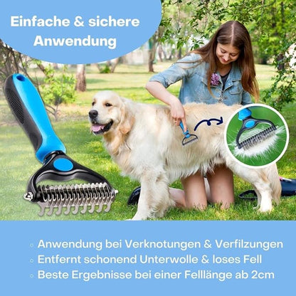 PetsFriend Dog Brush & Cat Brush Undercoat Brush for Medium & Long Hair, Hair Remover for Healthy Coat, Removal of Undercoat and Tents, Massage Effect & Grooming