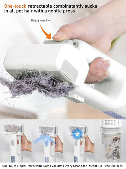 Dog Vacuum for Shedding Grooming, Pet Grooming Vacuum for Dogs, Cat Grooming Supplies, Vacuum Pet Hair Remover Tool with Slicker Deshedding Dog Brush for Shedding Dematting Comb Kit