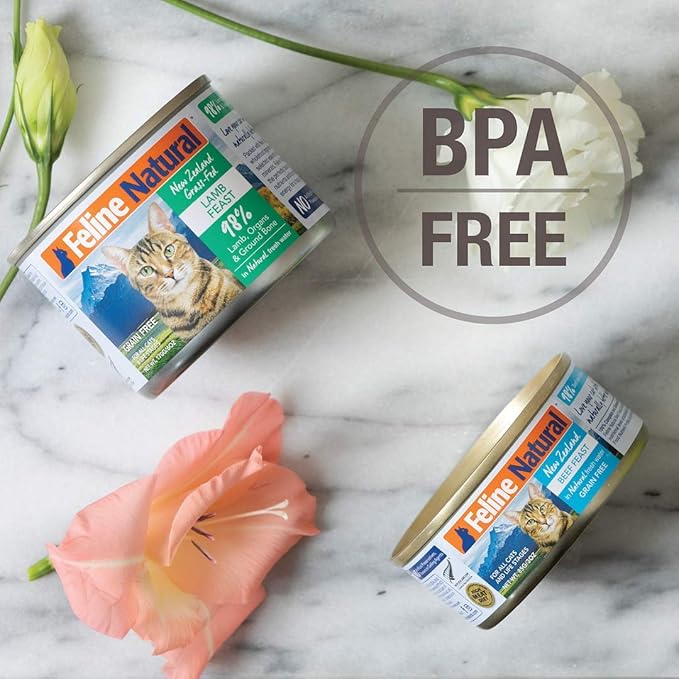 Feline Natural - BPA-Free & Gelatin Free Canned Cat Food - Beef & Hoki, 3oz (Pack of 24)