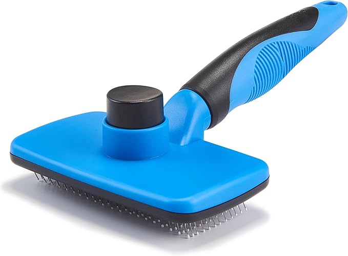 Design Patent Certificated Self Cleaning Slicker Brush for Dogs& Cats, Skin Friendly Grooming Dog& Cat Brush for Shedding and Deshedding, Pet Supplies Accessories,Blue