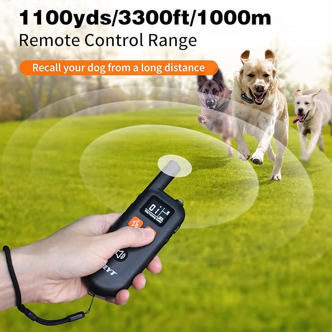Dog Training E-Collar, 4 Modes: Beeping, Vibrating, Safe Stimulating, Boost Stimulating, Remote Control Range 1/2 Mile, Rechargeable, (15-120lbs), Waterproof IPX7, Security Lock
