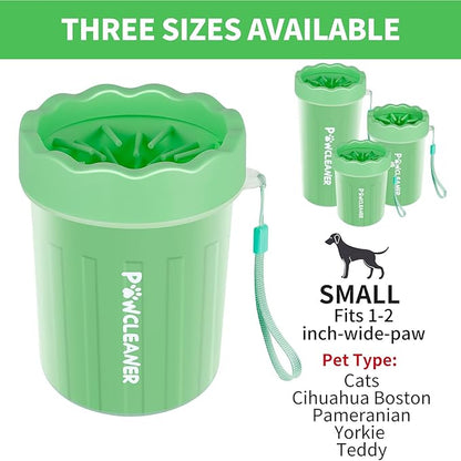 Dog Paw Cleaner for Dogs, (with 3Pcs Absorbent Towels & Adjustable Bath Brush) Dog Paw Washer, Pet Foot Cleaner (Light Green, Small)