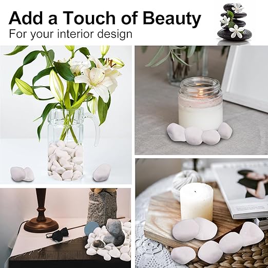 10Ib Snow White River Rock- Decorative Pebbles for Plants - River Rocks for Outdoor Landscaping- 0.3"-0.8" inch Polished Stones for Stones for Aquarium, Home Decor,Garden Decor