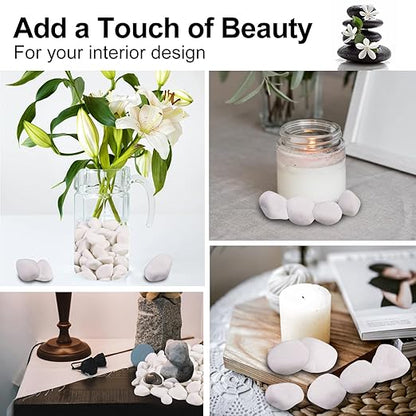 10Ib Snow White River Rock- Decorative Pebbles for Plants - River Rocks for Outdoor Landscaping- 0.3"-0.8" inch Polished Stones for Stones for Aquarium, Home Decor,Garden Decor
